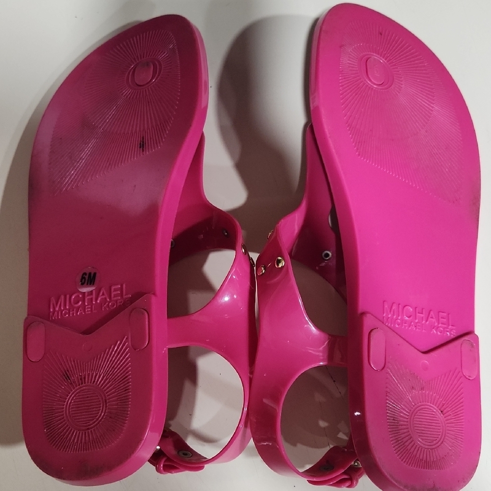 Michael Kors Hot Pink Sandals with Gold Detail - Picture 3 of 3